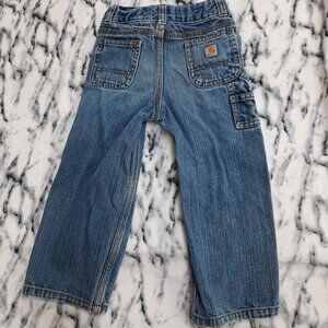 Carhartt Blue Denim Carpenter Jeans Rocker Punk Grunge Torn Knee   3T Toddler